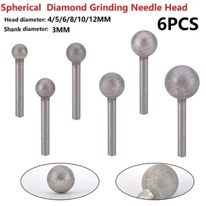 Diamond Round Ball Burr Round Set Ball Shape Engraving Grinding Needle Head - Picture 1 of 12