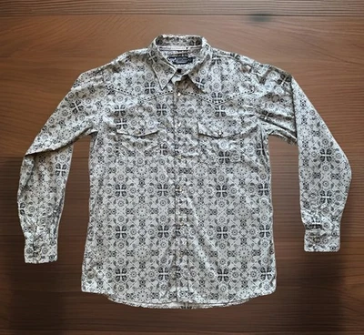 Camisa con botones COWBOY HARDWARE para hombre talla M gris occidental negra floral perla Foto 1 de 4