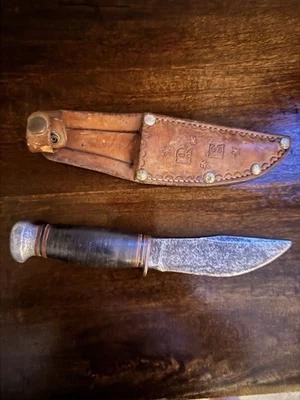 CUCHILLO Y FUNDA GLADSTONE VINTAGE CANICAS WOODCRAFT. Foto 1 de 4