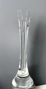 Jarrón escultura torre bifurcada prisma cristal Hoya firmado por artista T. Sugasawa - Imagen 1 de 3