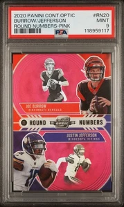 2020 Contenders Optic Joe Burrow Justin Jefferson Round Numbers Pink /75 PSA 9 - Bild 1 von 2