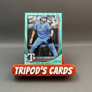 2025 Bowman Chrome Jacob DeGrom #47 Aqua RayWave rifrattore #139/199 Tex Rangers - Foto 1 di 2