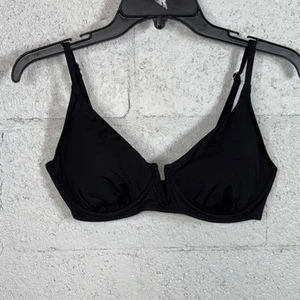 Top de bikini Anne Cole para mujer con alambre en V alargado con aros negro, 36C-38B - Imagen 1 de 9