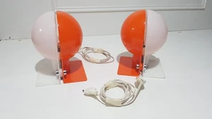 TISCHLAMPE SYRISCH BRAZZOLI LAMPE HARVEY GUZZINI 70ER JAHRE ORANGE WEISS VINTAGE - Bild 1 von 14