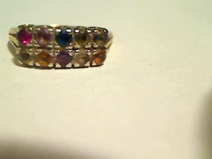 10K Yellow Gold 10 Stones Mother's/Grandmother's Ring Size 7 Italy - Picture 1 of 3