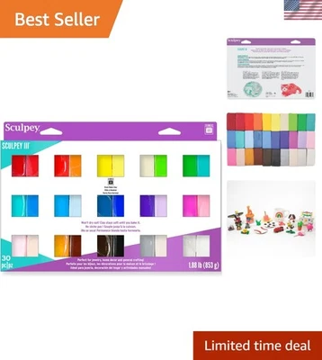 Polymer Oven Bake Clay Set 30 Vibrant Colors Non Toxic for Modeling Sculpting - Image 1 of 4