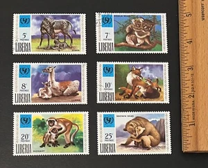 6 Liberia Tiere Mutter mit kleinem Baby 1971 kompletter Satz Briefmarken UNICEF - Bild 1 von 2