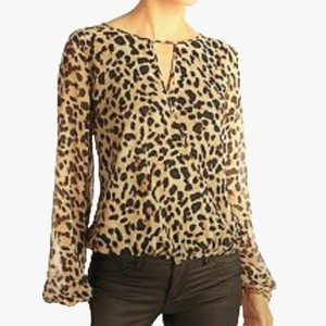 VINCE CAMUTO Brown/Beige Wrap Front Chiffon Animal Print Blouse ( Plus 2X ) NWT - Picture 1 of 3