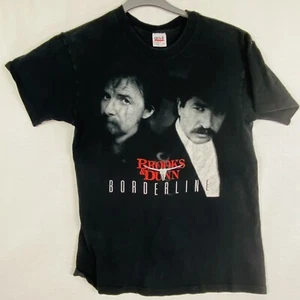 Vintage Brooks And Dunn Borderline T Shirt Size L 2 Sided County Made In USA 90s - Picture 1 of 12