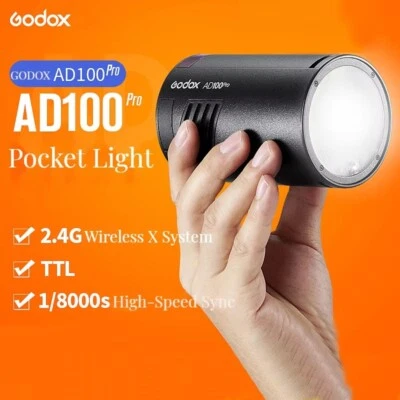 Godox AD100Pro 100Ws TTL 2.4G HSS 1/8000s Pocket Flash Light Outdoor Speedlite - Image 1 of 4