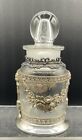Antique Webster Silver plate and Glass Perfume Bottle with Floral Dec. & Holder
