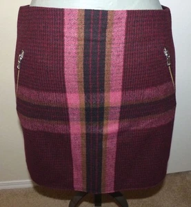 GAP Black/Burgundy Plaid Wool Blend Short Skirt - Size 14 - New with Tags! - Picture 1 of 1