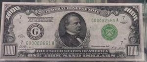 AC 1928 $1000 Chicago ONE THOUSAND DOLLAR BILL - Picture 1 of 2