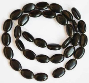 8x12mm AAA Oval Smooth Natural Onyx Black Agate Gemstone Beads 15" High Quality - Picture 1 of 3
