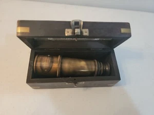 Vintage Telescope To Her Majesty Royal Navy A. Maspoli London - 1915 Wooden Box - Picture 1 of 19