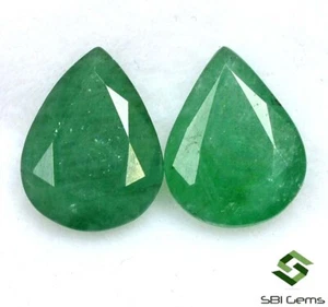 Natural Emerald Pear Cut Pair 9x7 mm 3.02 CTS Untreated Loose Certified Gemstone - Picture 1 of 4