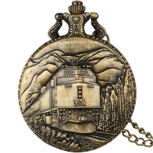 Clásico Estuche Tren Ferroviario Hombres Mujeres FOB Cuarzo Reloj Bolsillo Suéter Cadena Regalo - Imagen 1 de 13