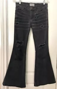 Current/Elliott Distressed Black Jeans 1971 Elephant Bell Bottom (28x30 actual) - Picture 1 of 12