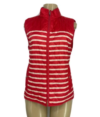 Talbots Small Light Weight ZIP Up Striped Sleeveless Quilted Vest Women 10-1 - Image 1 of 4