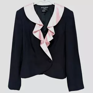Maggy London S-U-I-T by Nina Leonard Pink and Black Blazer sz 12 - Picture 1 of 8