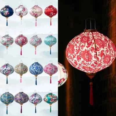 Chinese Floral Hanging Lantern Outdoor Cloth Round Lantern Festival Party Decor - Image 1 of 4