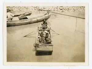 Vintage 1936 China Photograph Tangku Harbor Chinese in Boat Sharp Photo - Imagen 1 de 1