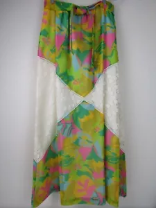 Maxi gonna vintage anni 60 anni '70 hippie psichedelica donna M Trippy Flower Power Dayglo ottime condizioni - Foto 1 di 10