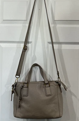 Bolsa satchel bolsa de ombro Fossil Key por zíper couro marrom alça dupla - Imagem 1 de 4