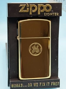 Vintage 1994 GE General Electric Advertising HP Gold Slim Zippo Lighter NEW - Picture 1 of 6