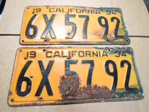 Par de placas de California 1934 6X5792 - Imagen 1 de 2