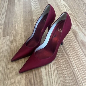 Zapatos de tacón de aguja formales Stuart Weitzman “Givemefever” de cristal rojo talla 8,5 - Imagen 1 de 5