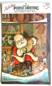 NEW Vintage Hallmark “Santa’s Toy Workshop” Christmas Holiday Puzzle Card - Picture 1 of 2