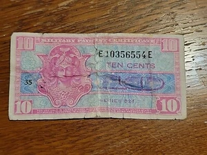 USA 10 Cents Ten Cents 10C Military Payment Certificate MPC Series 521 Note - Picture 1 of 9
