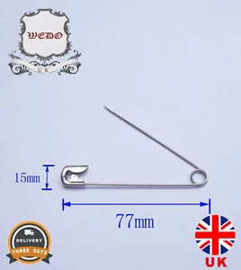 Silver Safety Pin Sewing Costume Craft Dress Making Steel 3"/76mm UK Brand - Picture 1 of 6