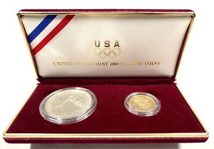 1988 Mint Olympic Coins Silver Dollar and Gold Five Dollar Mint Proof Set