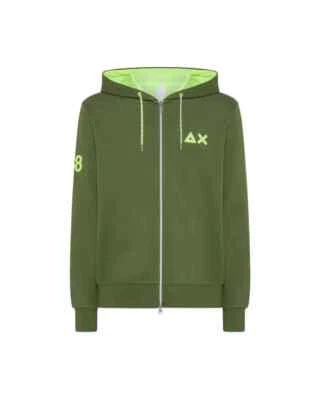 SUN68 Felpa Uomo F34116 PE 2024 cotone regular con cappuccio logato 37 VERDE - Immagine 1 di 2
