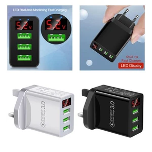 3 Port Quick Charger USB Power Adapter Multi Port Fast Charging Block Mobile for - Afbeelding 1 van 10