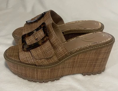Sam Edelman Natural Raffia Women's Size 8 Buckle Platform Sandals NWOT - Image 1 of 4