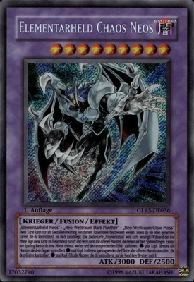 Elemental Hero Chaos Neos German 1st Ed Secret Rare GLAS-DE036  Yu-Gi-Oh! - Image 1 of 2