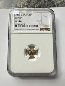 NGC MS70 2016 China gold panda coin 1g 10Y 1 g AU.999 Red Spot Red - Picture 1 of 2
