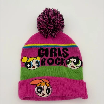 Gorra de esquí Power Puff Girls Rock 00s vintage gorro pompón rosa verde talla única Foto 1 de 4