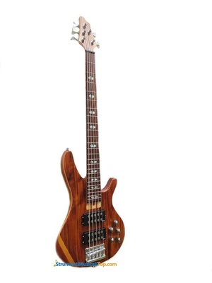 Basso Elettrico 5 Corde Pickup Attivi Legno Massello Walnut Top Quality - Immagine 1 di 4