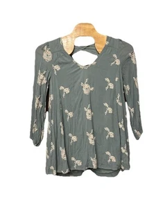 Free People Tunic Mini Dress Sz Large Embroidered Bohemian Long Sleeves READ - Picture 1 of 5