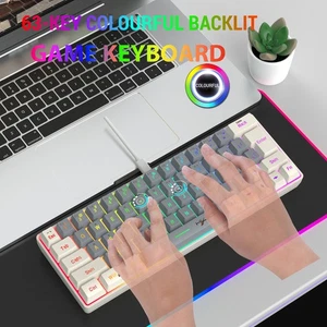 Membrane Keyboard 63-Key Colourful Lighting Wired Keyboard Gaming Cable - Picture 1 of 13