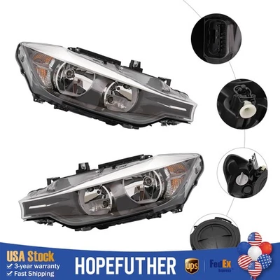 Pair For 2012-2015 BMW 320i 328i Base Sedan Halogen Headlights Lamps Left+Right - Изображение 1 из 4