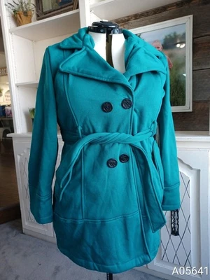 NUEVO CON ETIQUETAS XL Chaqueta Estilo Abrigo The Big Chill Azul Guisante Con Corbata de Cinturón Para Mujer Foto 1 de 4