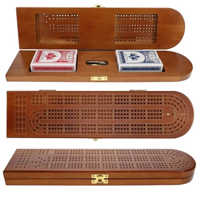 Pacific Shore Games Wooden Cribbage Board Game Set, Continuous 3 Track - Image 1 of 4