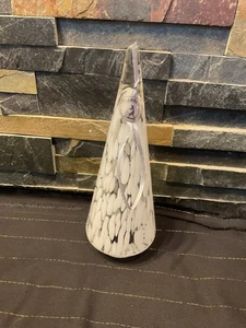 Zorza Poland Hand Blown Art Glass White Splatter Christmas Tree 9” - Picture 1 of 3