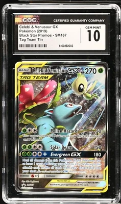 CELEBI & VENUSAUR GX Sun & Moon Tag Team Promo #SM167 CGC 10 Pokemon - Image 1 of 2