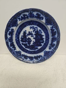 Antique Podmore, Walker & Co Flow Blue "The Temple" Plate 8 3/4" - Picture 1 of 9